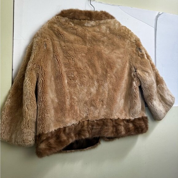 Creeds Vintage 70s Sheared Beaver Mink Cur Jacket Crop Short Soft Cape Wrap Coat - Picture 3 of 16